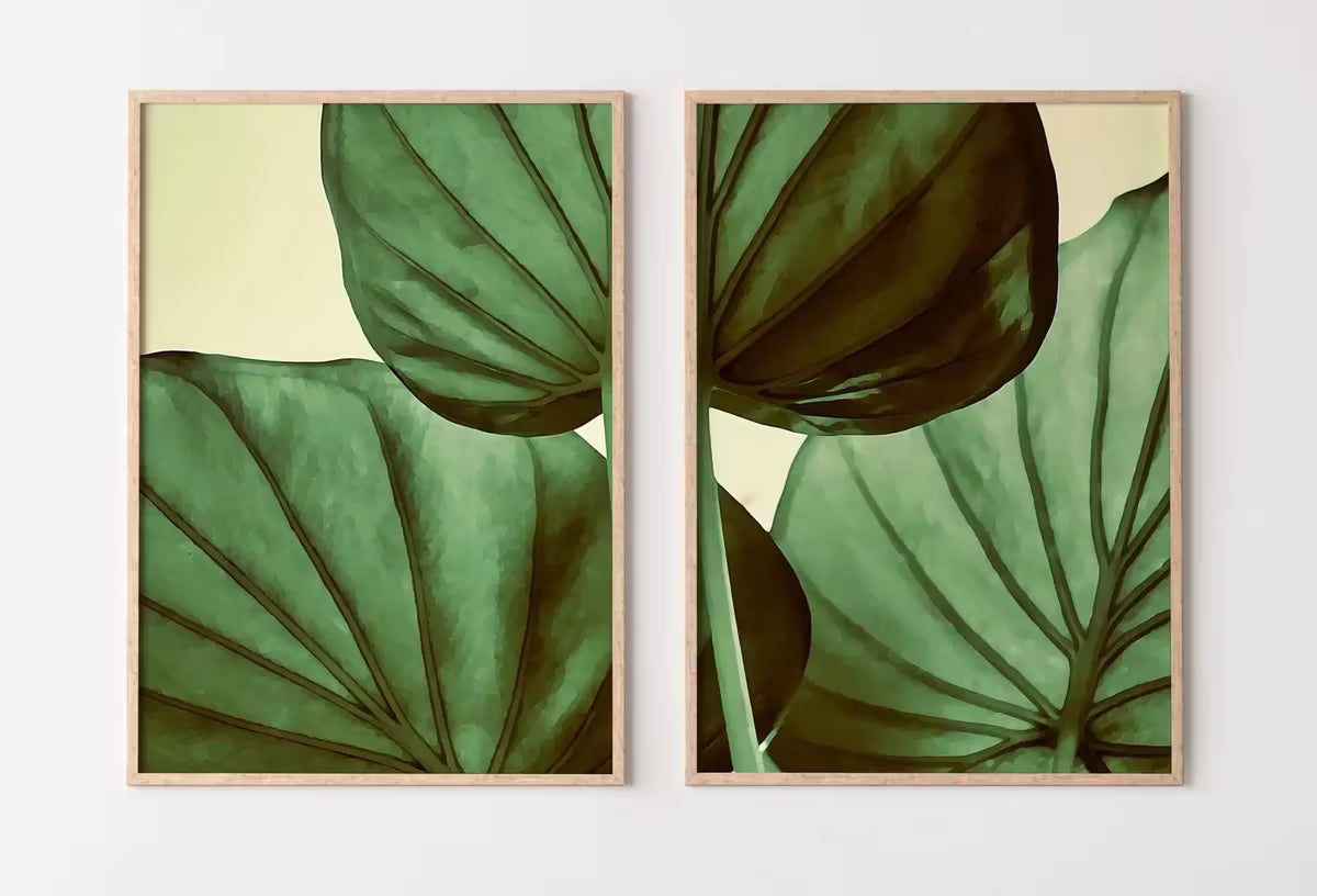 Green Tropical Leaf Set of 2 Prints. Leaf Painting Instant Download Printable Wall Art. Tropical Home Decor 2 Piece Wall Art – Printable Wall Art Set