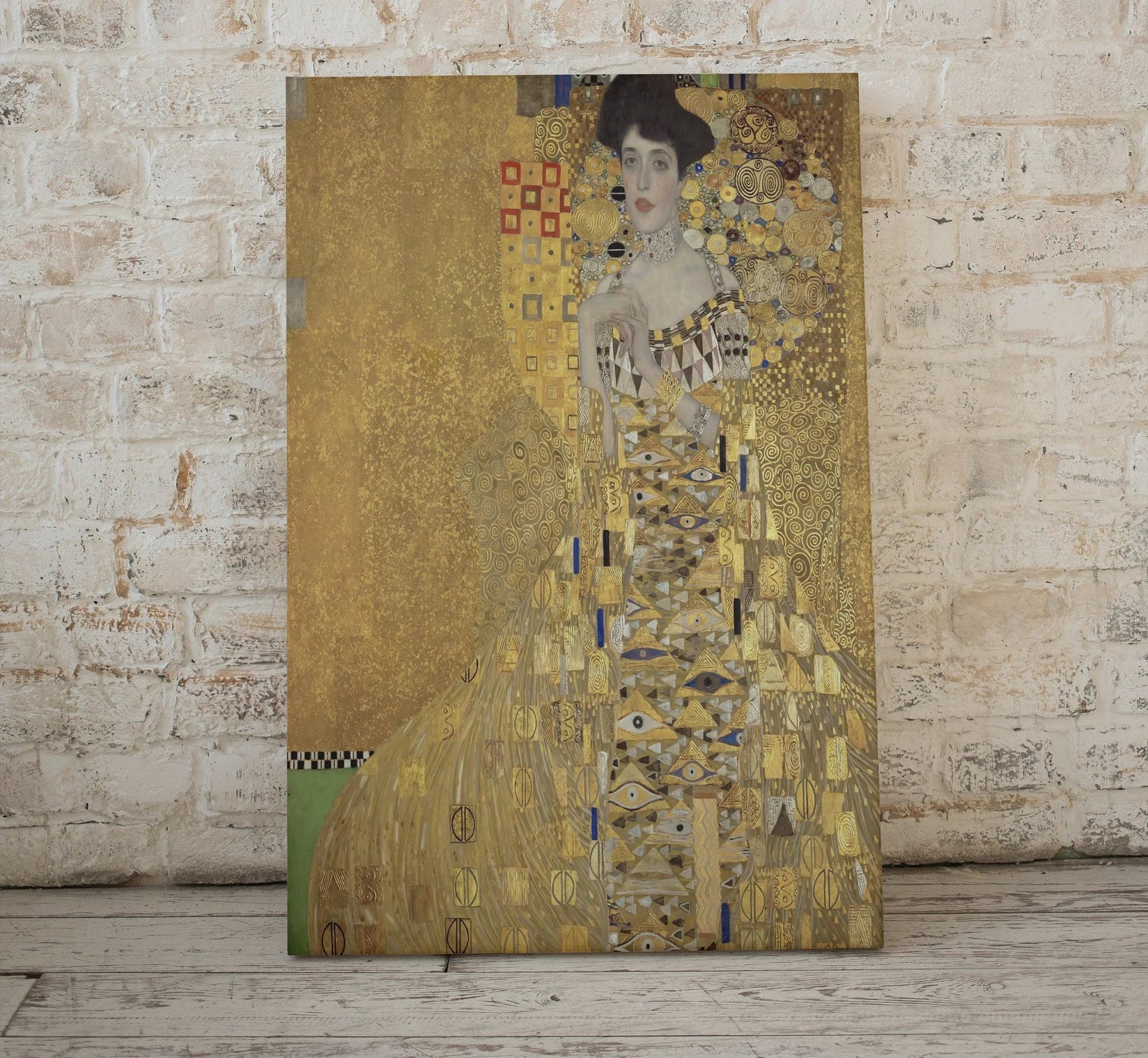 Detail view of artwork from Gustav Klimt Famous Portrait of Woman Painting Printable Wall Art. Instant Download Gustav Klimt Print. Vintage Poster. Art Nouveau Print. (variation 1)