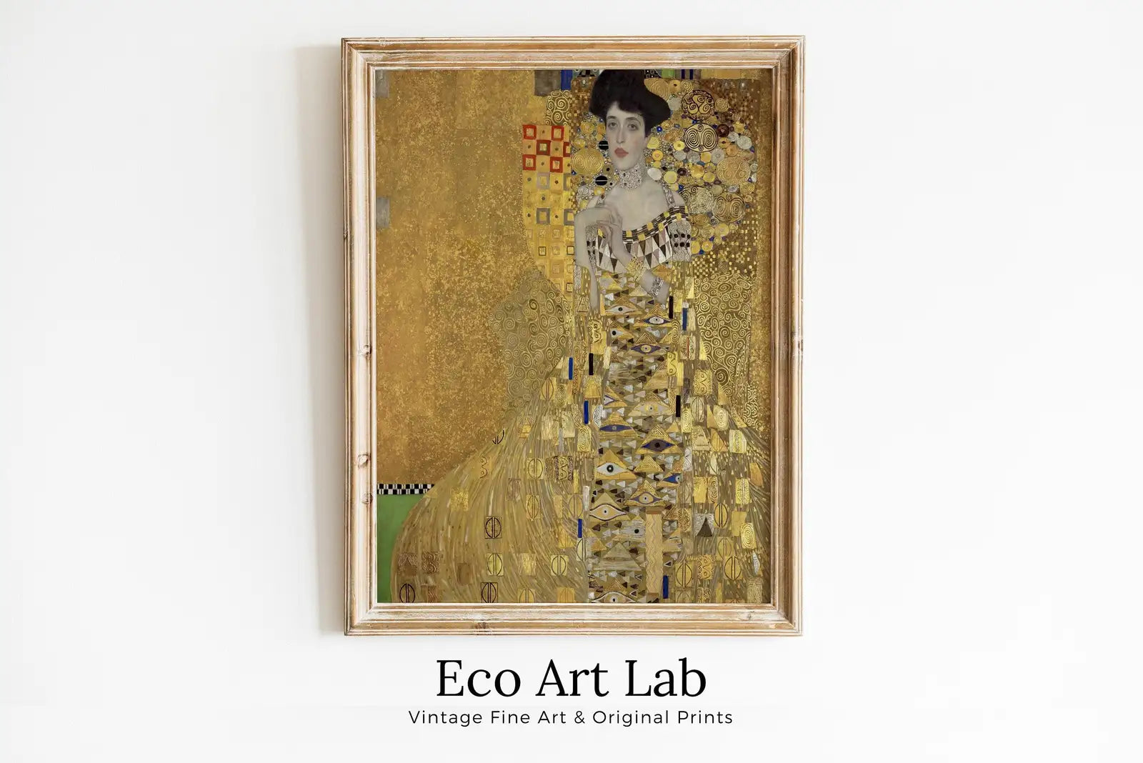 Framed view of Gustav Klimt Famous Portrait of Woman Painting Printable Wall Art. Instant Download Gustav Klimt Print. Vintage Poster. Art Nouveau Print – printable wall art digital download.
