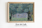 Framed view of Gustav Klimt Farmhouse in Austria Famous Painting Printable Wall Art. Instant Download Gustav Klimt Print. Vintage Floral Art Nouveau Print – printable wall art digital download.