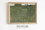 Framed view of Gustav Klimt Flower Field Famous Painting Printable Wall Art. Instant Download Gustav Klimt Print. Vintage Floral Poster. Art Nouveau Print – printable wall art digital download.