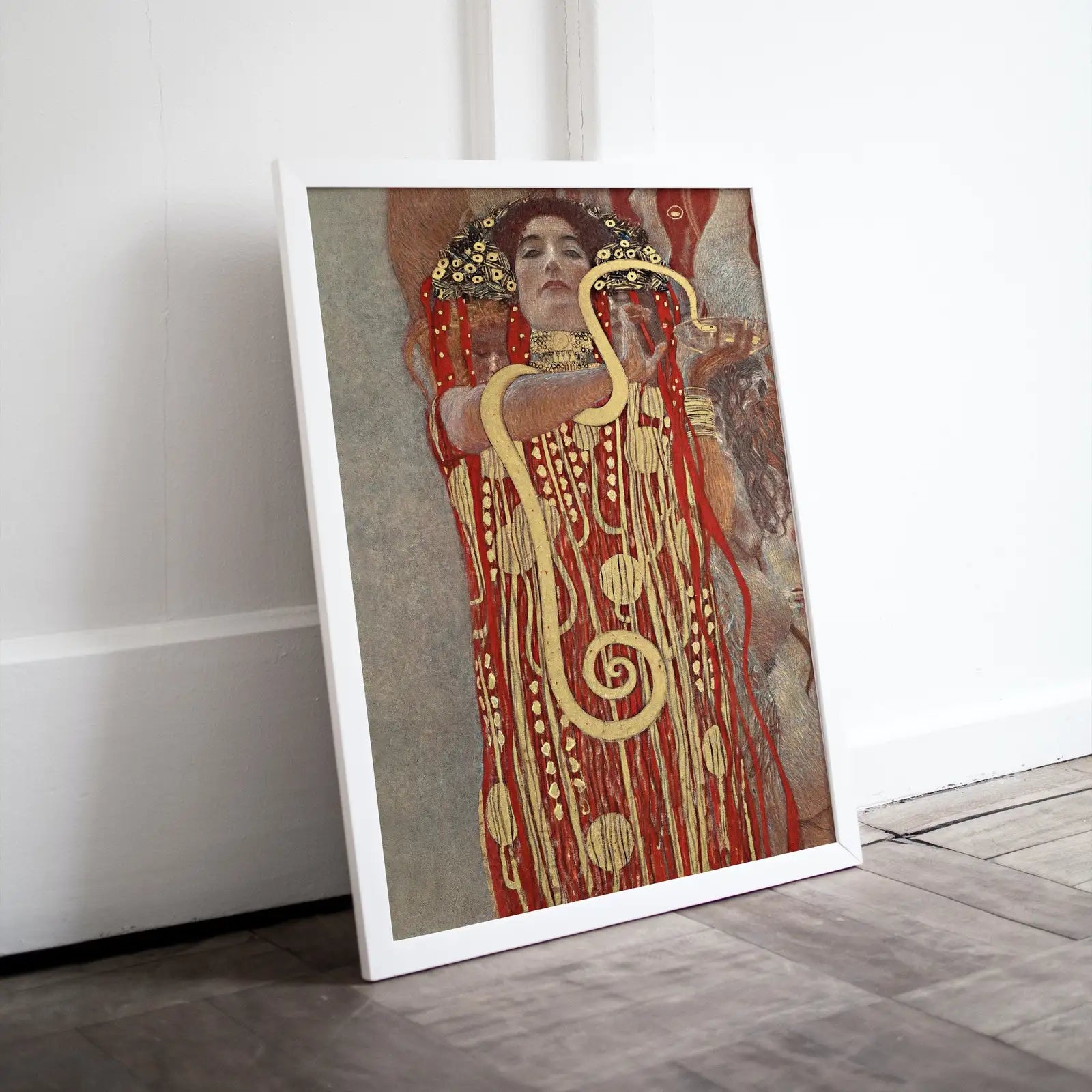 Included artwork preview showing first selection of artworks from Gustav Klimt Hygieia Ancient Greek Mythology Art Vintage Painting. Downloadable Famous Greek Goddess Art Nouveau Poster. Klimt Printable Art.