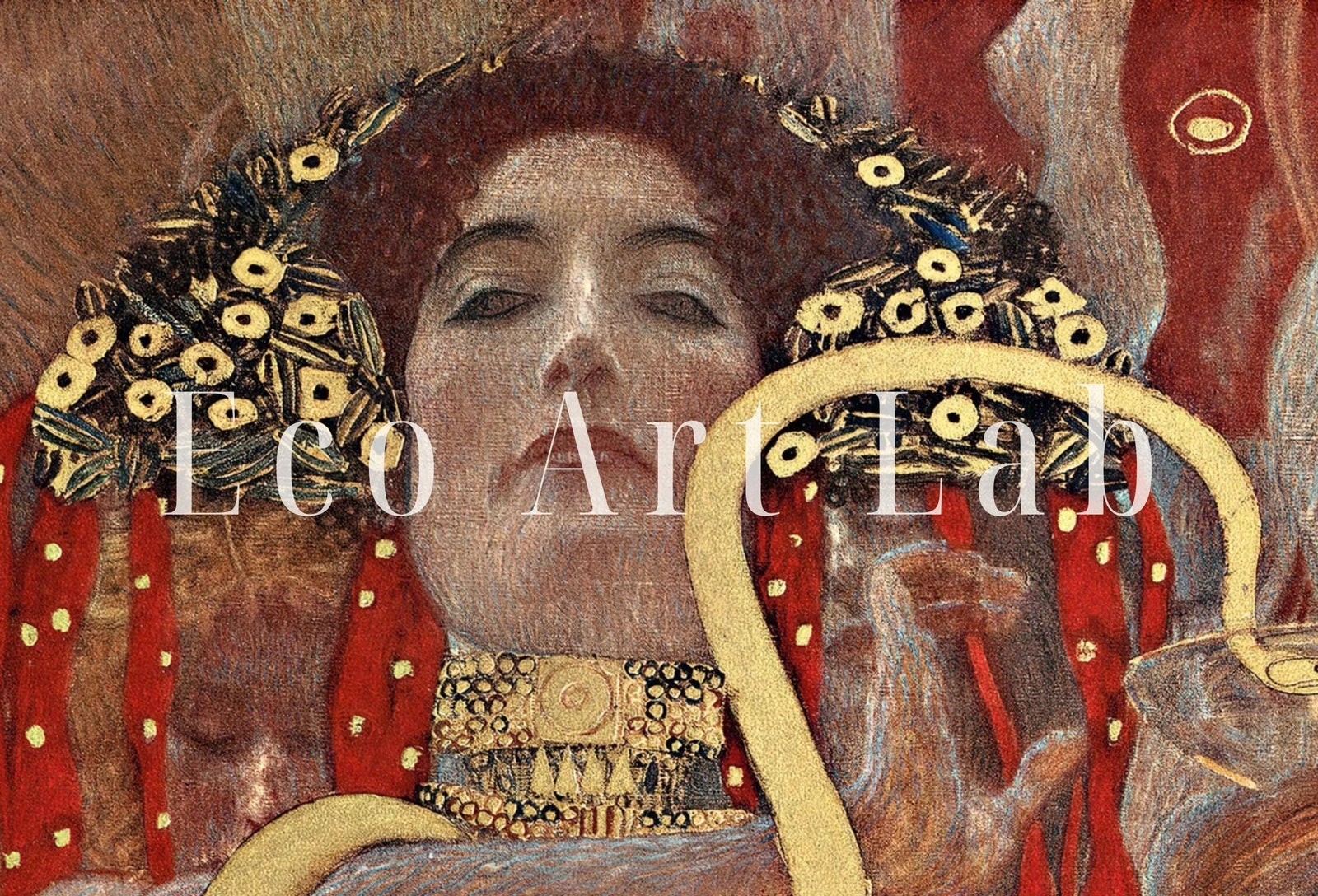Detail view of artwork from Gustav Klimt Hygieia Ancient Greek Mythology Art Vintage Painting. Downloadable Famous Greek Goddess Art Nouveau Poster. Klimt Printable Art. (variation 1)