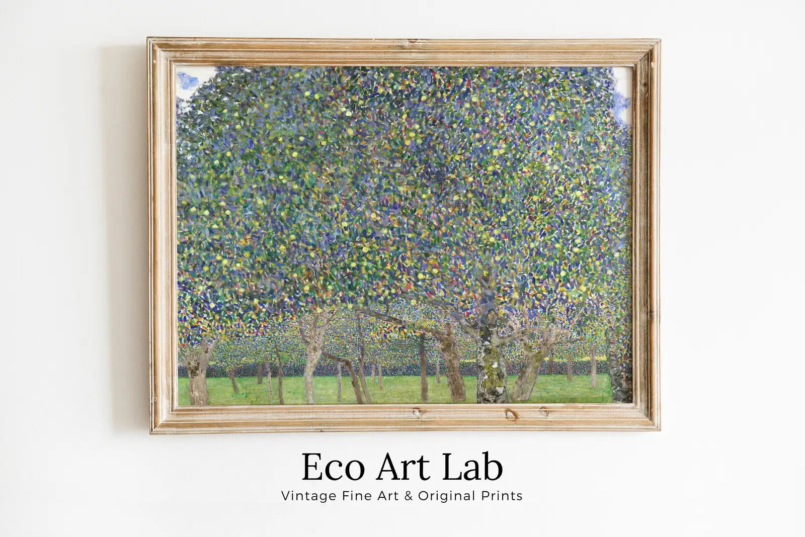 Framed view of Gustav Klimt Pear Trees Famous Painting Printable Wall Art. Instant Download Gustav Klimt Print. Vintage Floral Poster. Art Nouveau Print – printable wall art digital download.