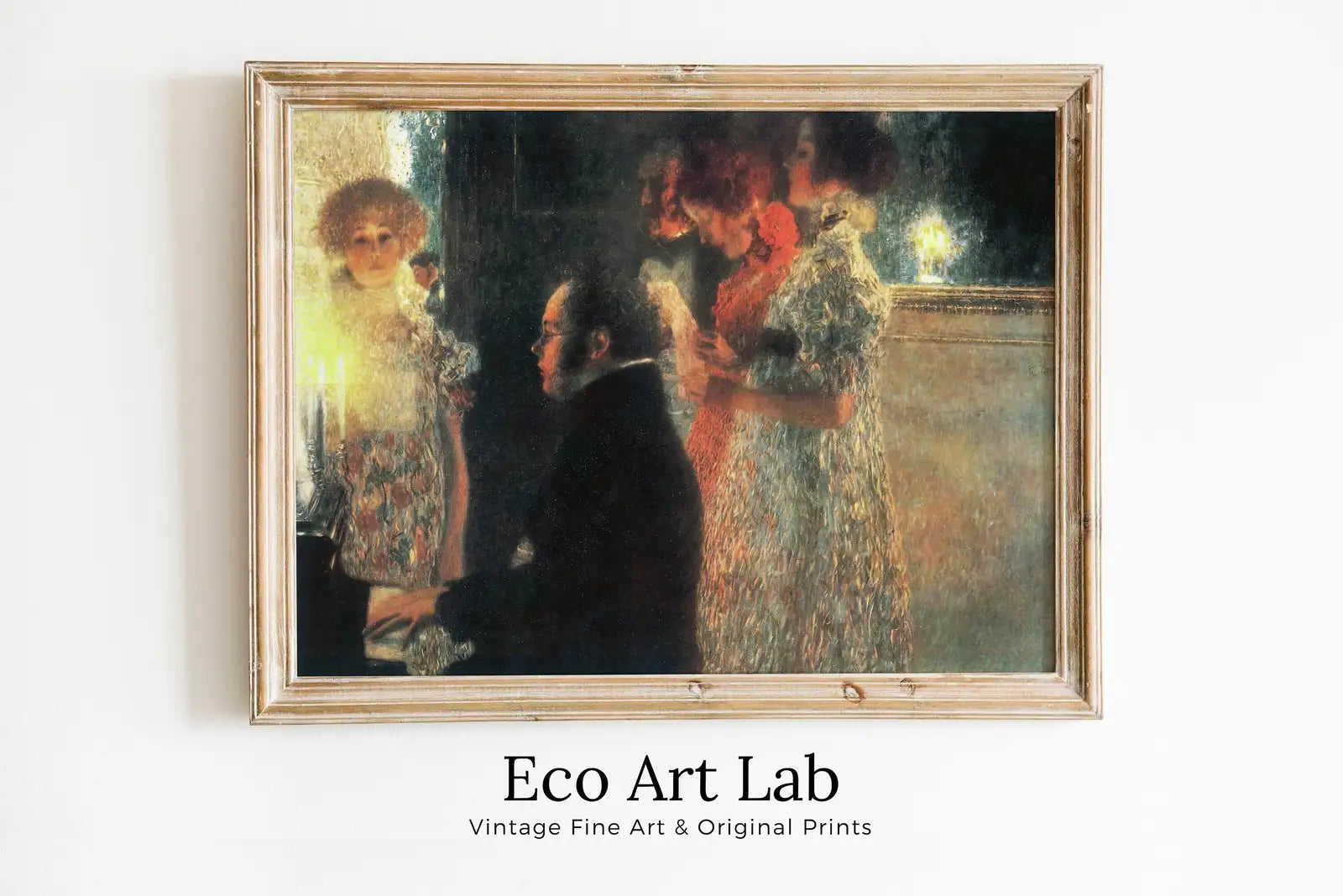 Framed view of Gustav Klimt Schubert at the Piano Famous Vintage Painting. Instant Download Gustav Klimt Print. Music Wall Art. Printable Vintage Piano Art – printable wall art digital download.