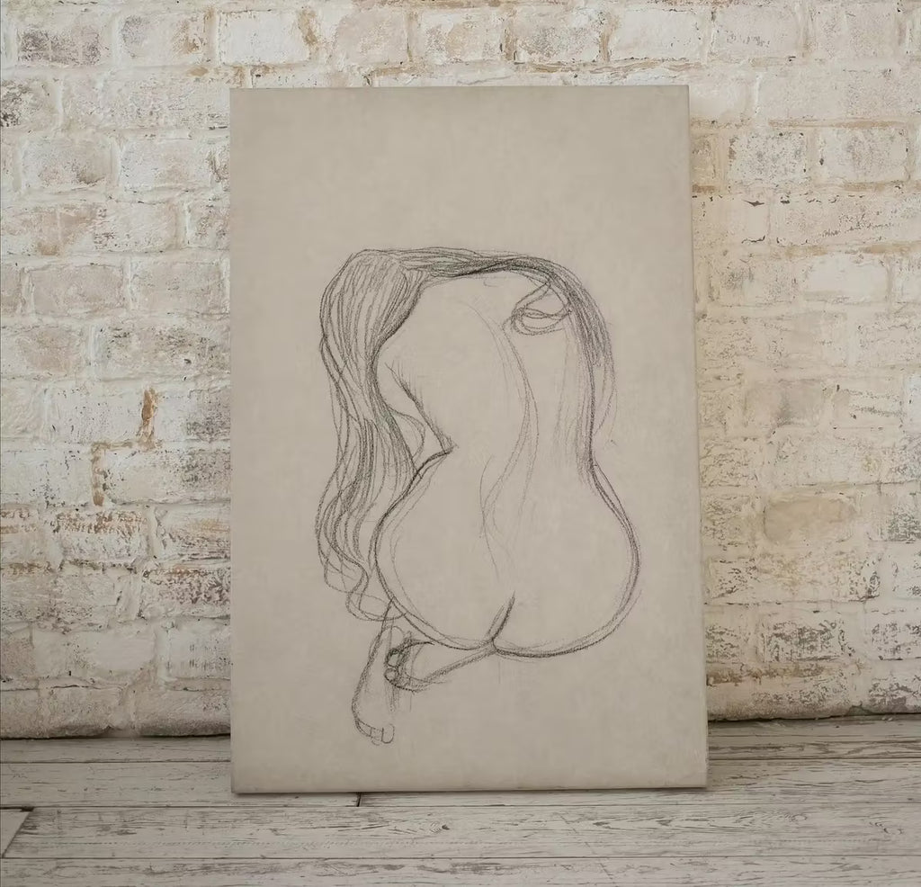 Gustav Klimt Seated Female Nude Line Art Minimalist Print. Printable Wall Art. Instant Download Gustav Klimt Print. Female Figure Art Print – Printable Wall Art