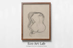 Framed view of Gustav Klimt Seated Female Nude Line Art Minimalist Print. Printable Wall Art. Instant Download Gustav Klimt Print. Female Figure Art Print – printable wall art digital download.