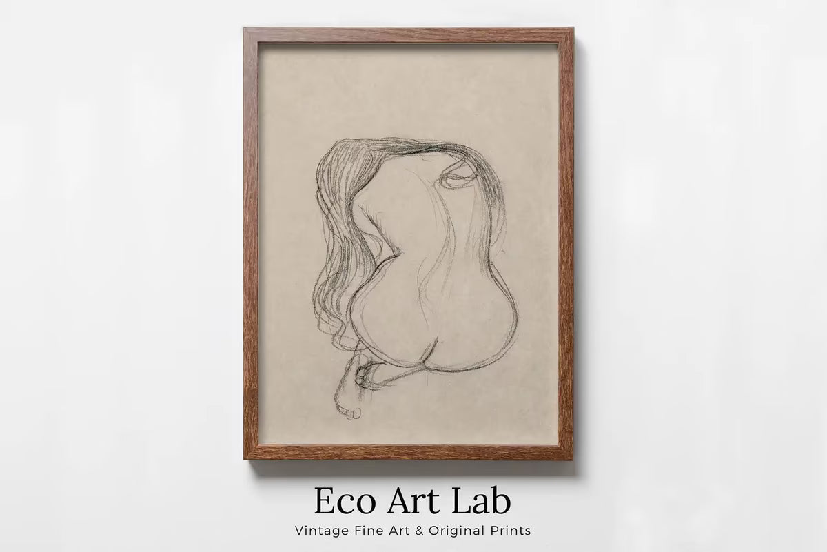 Gustav Klimt Seated Female Nude Line Art Minimalist Print. Printable Wall Art. Instant Download Gustav Klimt Print. Female Figure Art Print – Printable Wall Art