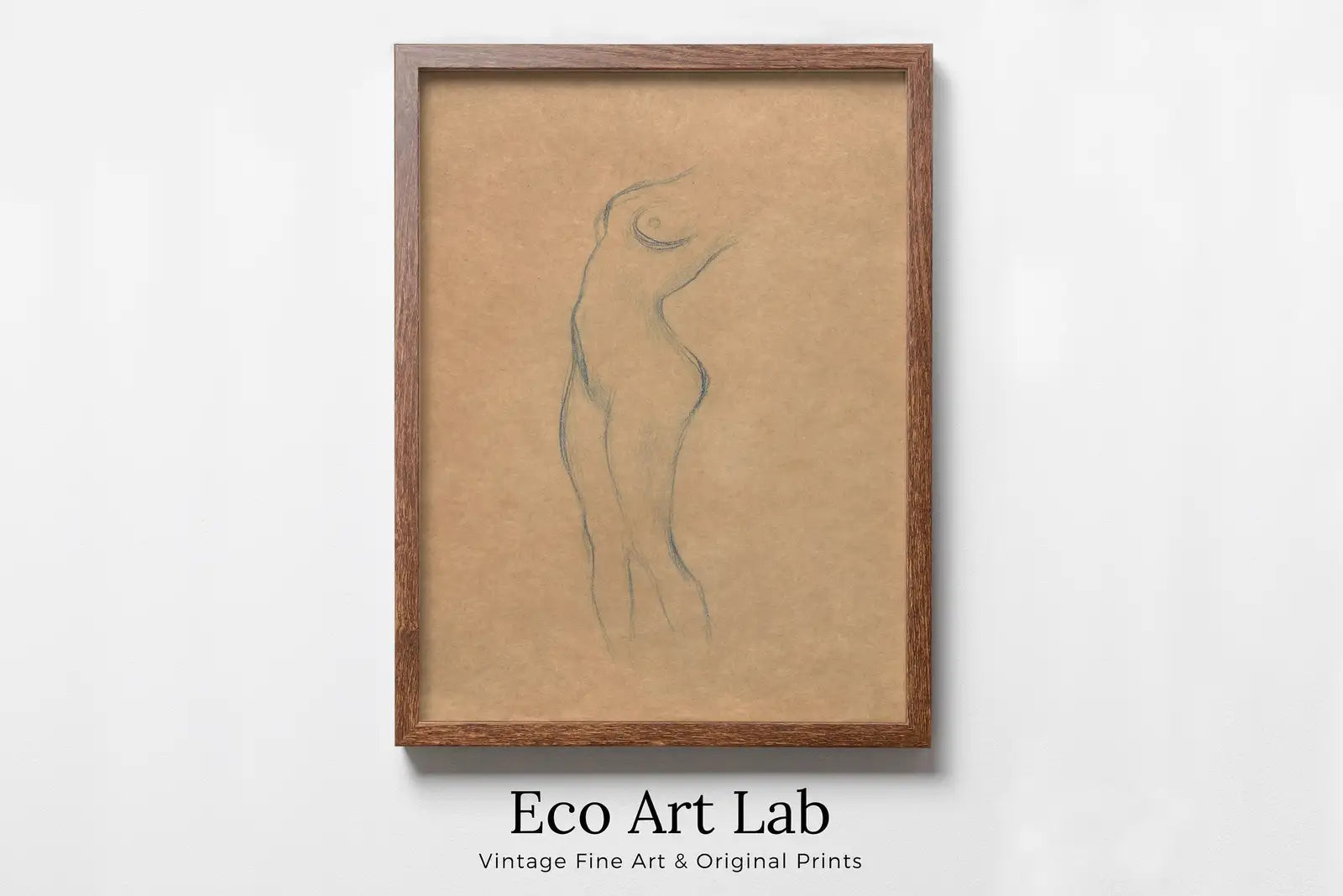 Framed view of Gustav Klimt Standing Female Nude Line Art Minimalist Print. Printable Wall Art Instant Download Gustav Klimt Print. Female Figure Art Print – printable wall art digital download.