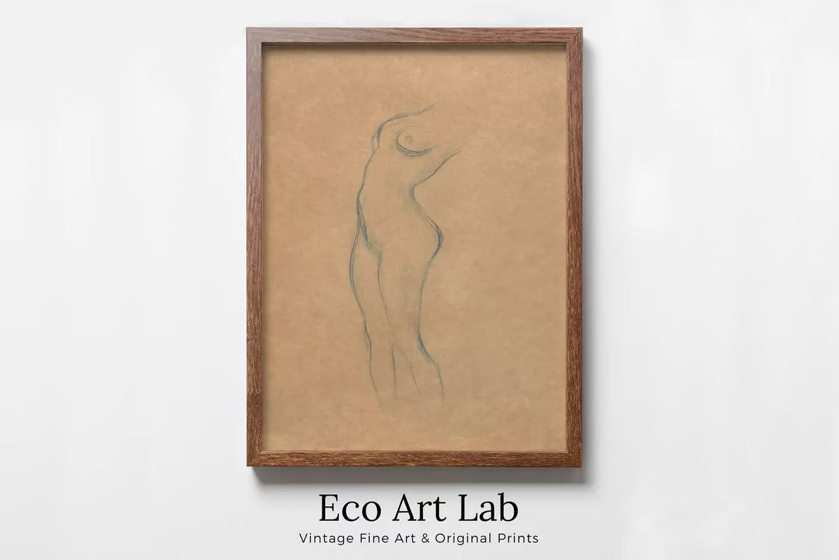 Gustav Klimt Standing Female Nude Line Art Minimalist Print. Printable Wall Art Instant Download Gustav Klimt Print. Female Figure Art Print – Printable Wall Art