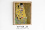 Framed view of Gustav Klimt "The Kiss" Famous Painting Printable Wall Art. Instant Download Gustav Klimt Print. Vintage Romantic Poster. Art Nouveau Print – printable wall art digital download.