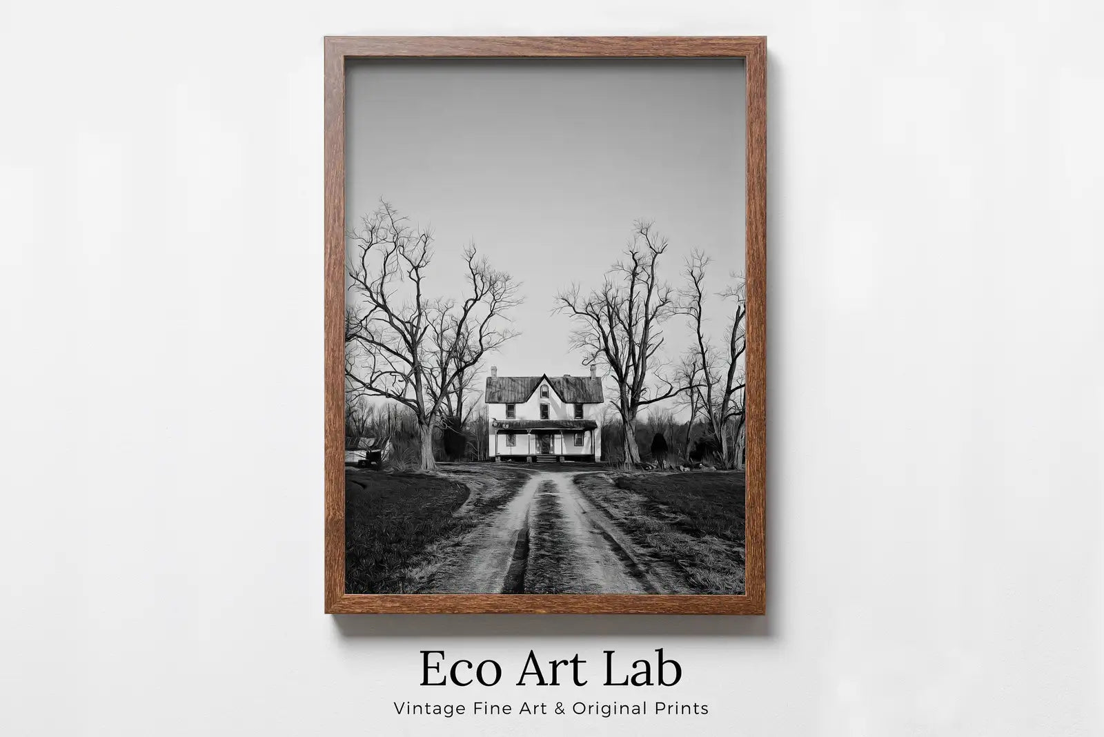 Framed view of Halloween Abandoned Haunted House Print. Halloween Printable Wall Art. Scary Halloween Painting. Instant Download Art Print. Fall Decor – printable wall art digital download.