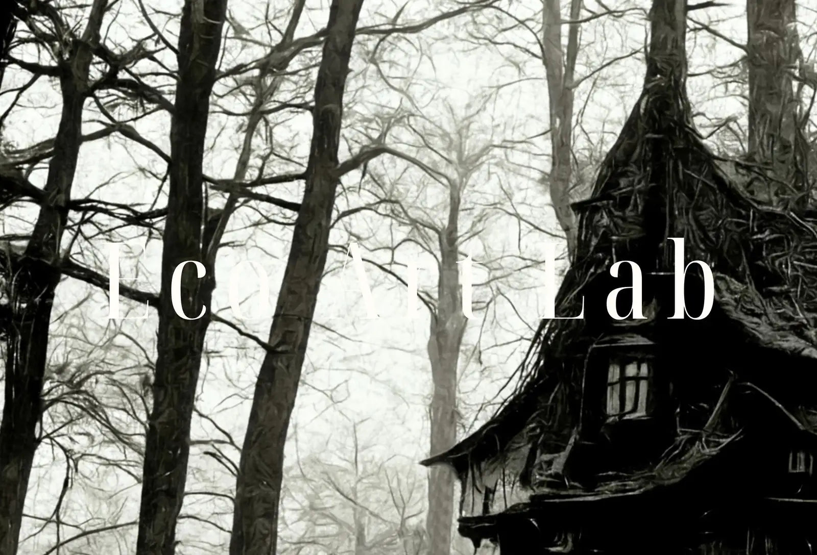 Detail view of artwork from Haunted Abandoned House Halloween Print. Halloween Printable Wall Art. Scary Halloween Painting. Instant Download Art Print. Fall Decor. (variation 1)