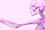 Detail view of artwork from Human Skeleton in Pink. Vintage Anatomical Illustration. Instant Download Anatomy Medical Art. Skeleton Poster Art Print. Printable Wall Art. (variation 1)
