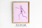 Framed view of Human Skeleton in Pink. Vintage Anatomical Illustration. Instant Download Anatomy Medical Art. Skeleton Poster Art Print. Printable Wall Art – printable wall art digital download.
