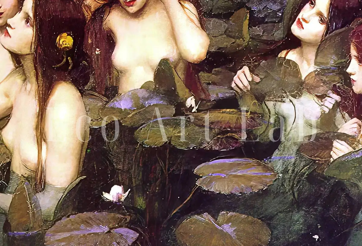 Detail view of artwork from Hylas and the Nymphs Vintage Famous Painting. Antique Greek Mythology Art Printable Digital. Ancient Greek Mythology Painting Goddess Art. (variation 2)