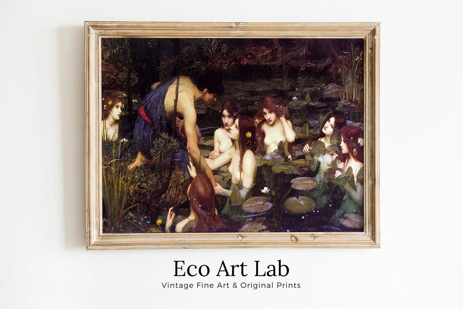 Framed view of Hylas and the Nymphs Vintage Famous Painting. Antique Greek Mythology Art Printable Digital. Ancient Greek Mythology Painting Goddess Art – printable wall art digital download.