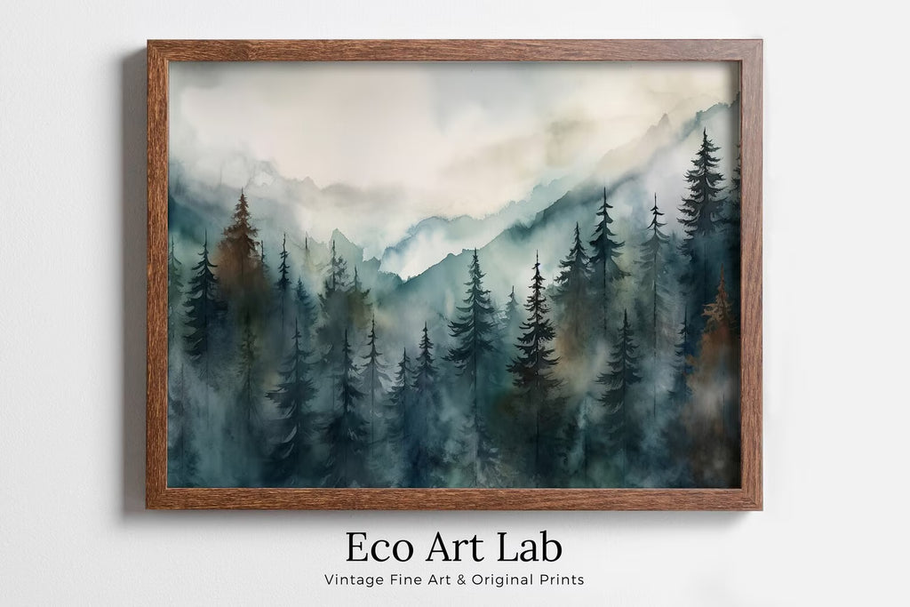 Watercolor Forest Landscape Printable