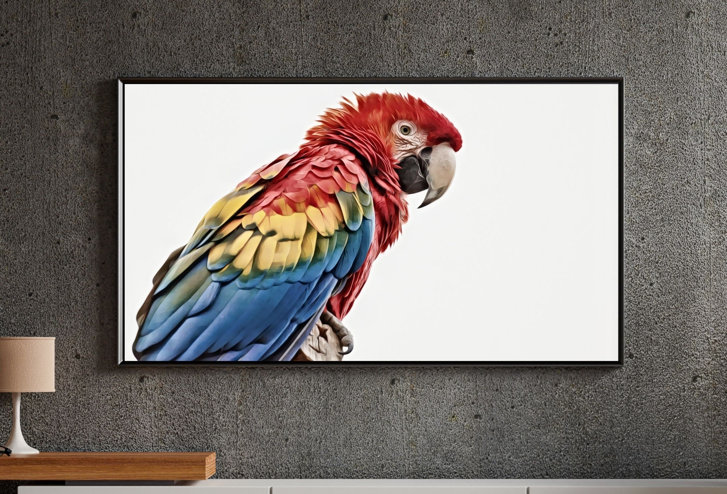 Parrot Frame TV Art 4K Digital Download, Digital Art for Tv, Colorful Art for Frame TV Tropical Bird Decor, Parrot Painting Bird Art