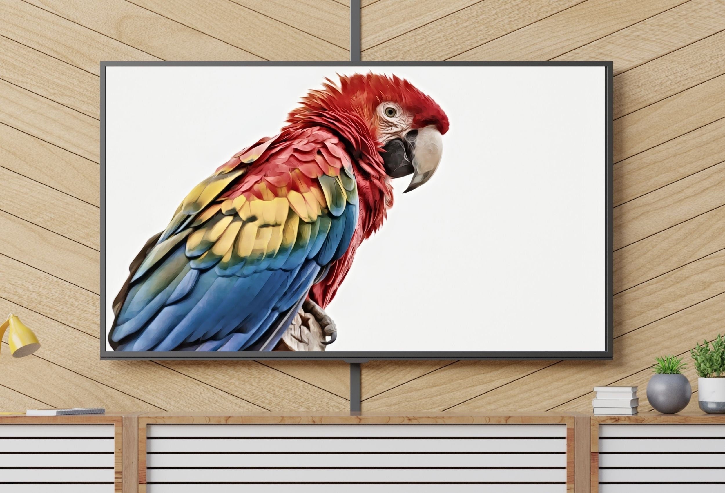 Parrot Frame TV Art 4K Digital Download, Digital Art for Tv, Colorful Art for Frame TV Tropical Bird Decor, Parrot Painting Bird Art