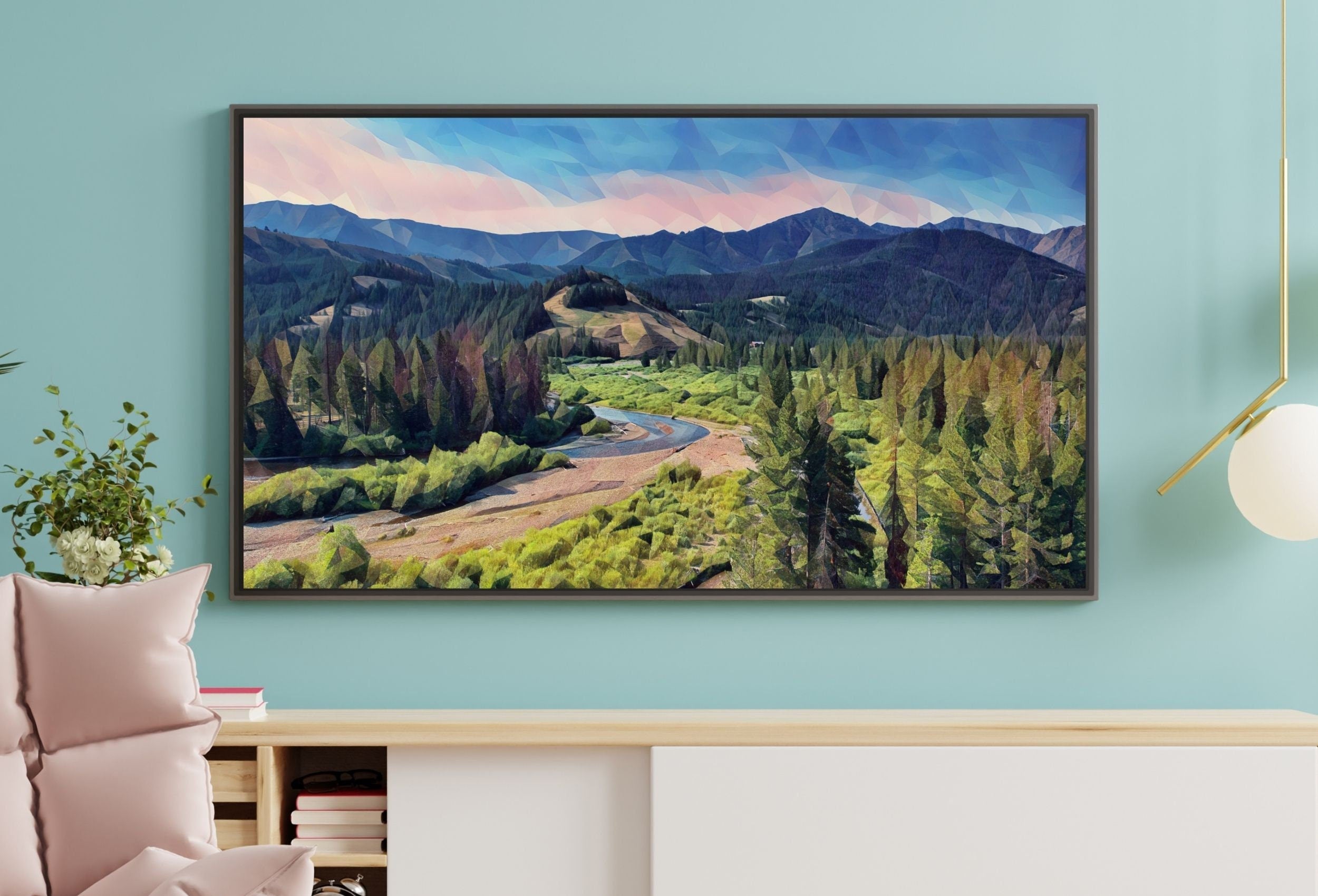 Abstract Mountain View Landscape Painting, Frame TV Art Digital Download, Art for Tv, Colorful Art for Frame TV. Nature Wall Art