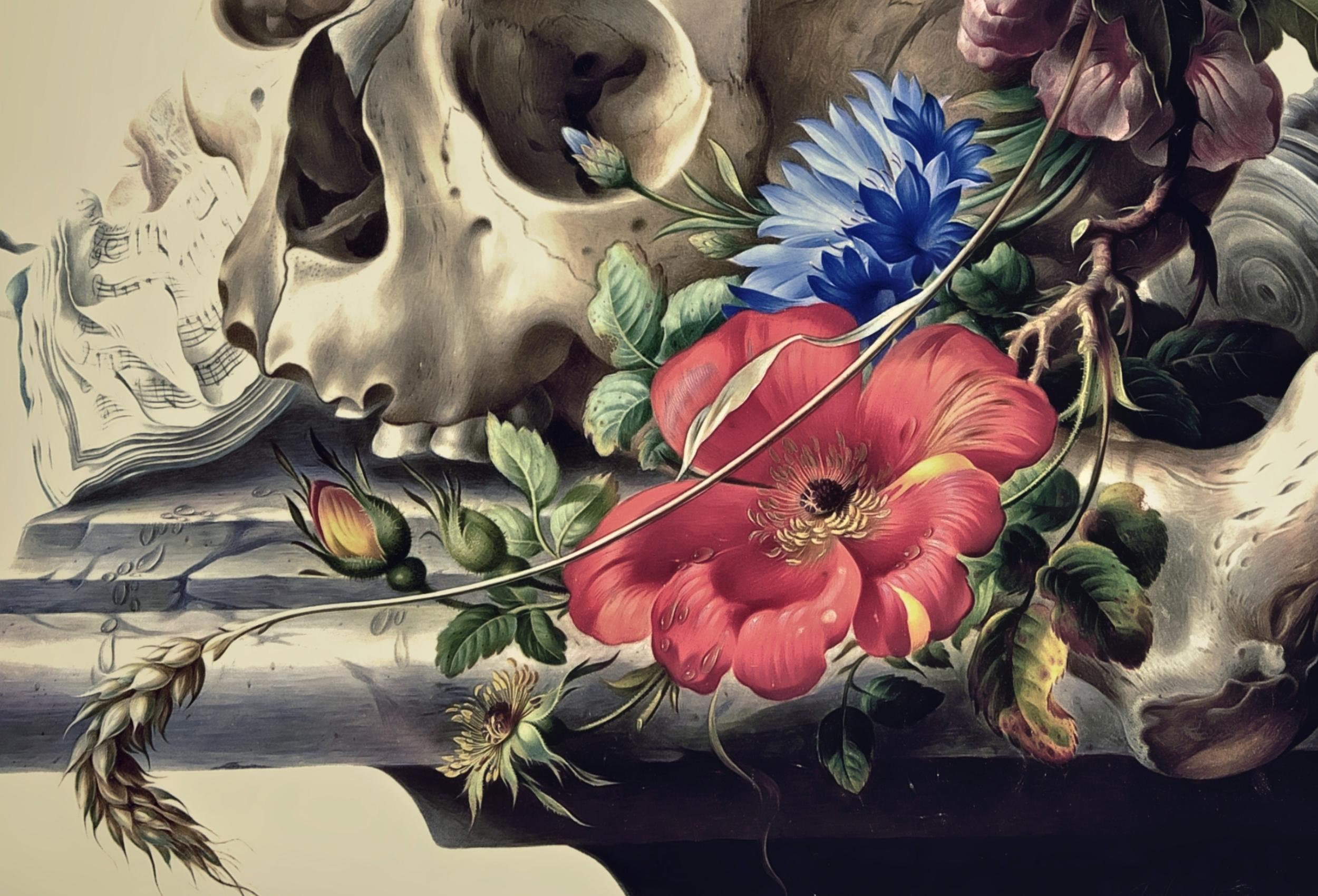 Vintage Skull Painting Printable Wall Art, Skull With Colorful Flowers, Floral Skull Print, Digital Download, Skull Wall Decor Poster – Printable Wall Art Digital Download – Digital Download
