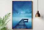 Wooden Pier at Night Printable Wall Art, Wooden Pier Print, Pier on Lake Print, Starry Night Sky Lake Landscape Wall Decor, Wood Jetty