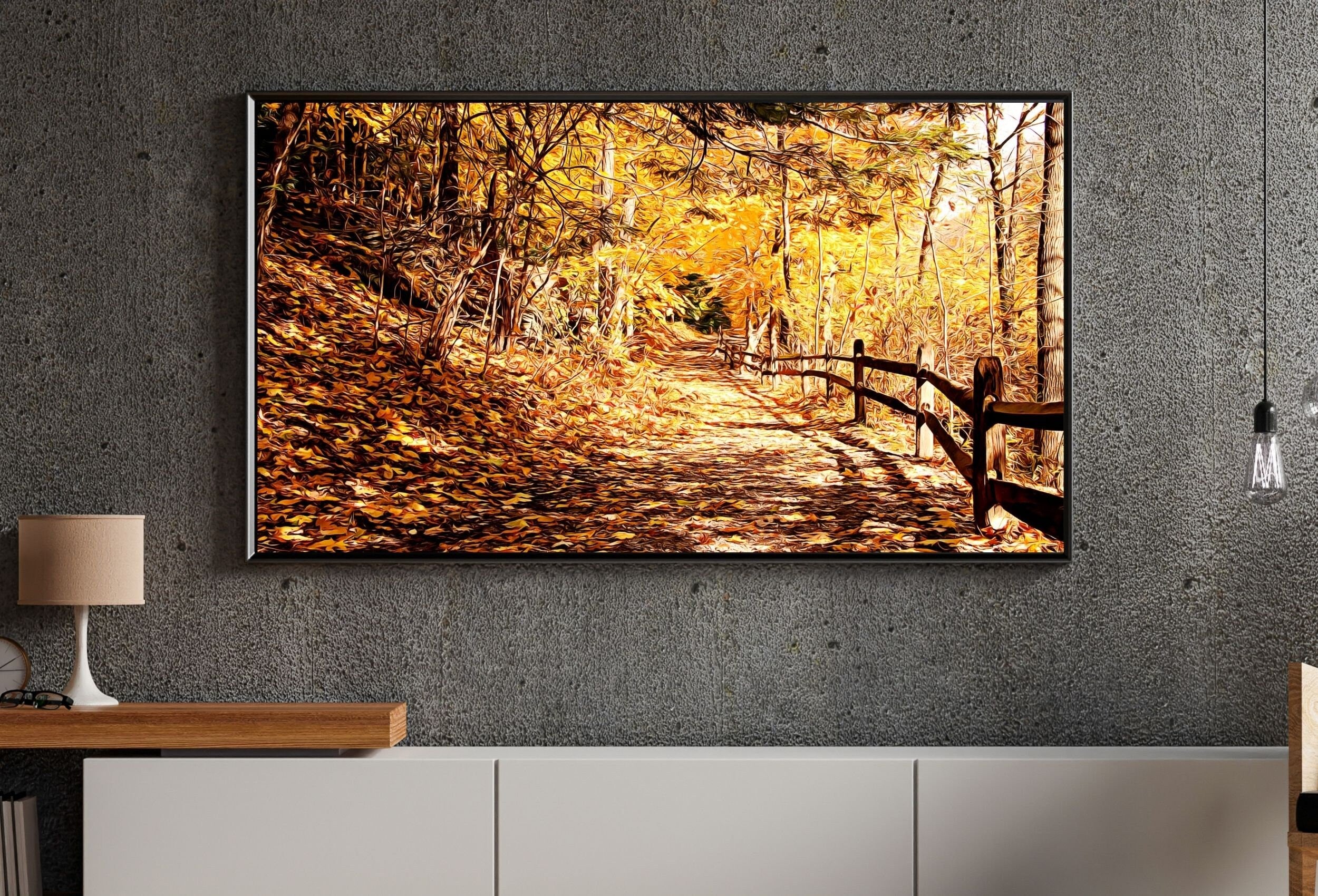 Fall Trail Landscape Digital Oil Painting Frame TV Art Digital Download, Art for Tv, Colorful Art for Frame TV
