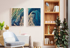 Abstract Wall Art Set of 2 Prints. Fluid Art Painting. Downloadable Prints. Abstract Art Print, Digital Download Blue and Gold Art