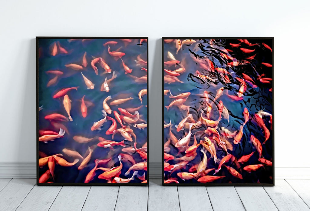 Koi Fish Wall Art Set of 2 Prints, Koi Fish Print Wall Art Set, Instant Download Printable Wall Art, Photography Print, Zen Wall Art