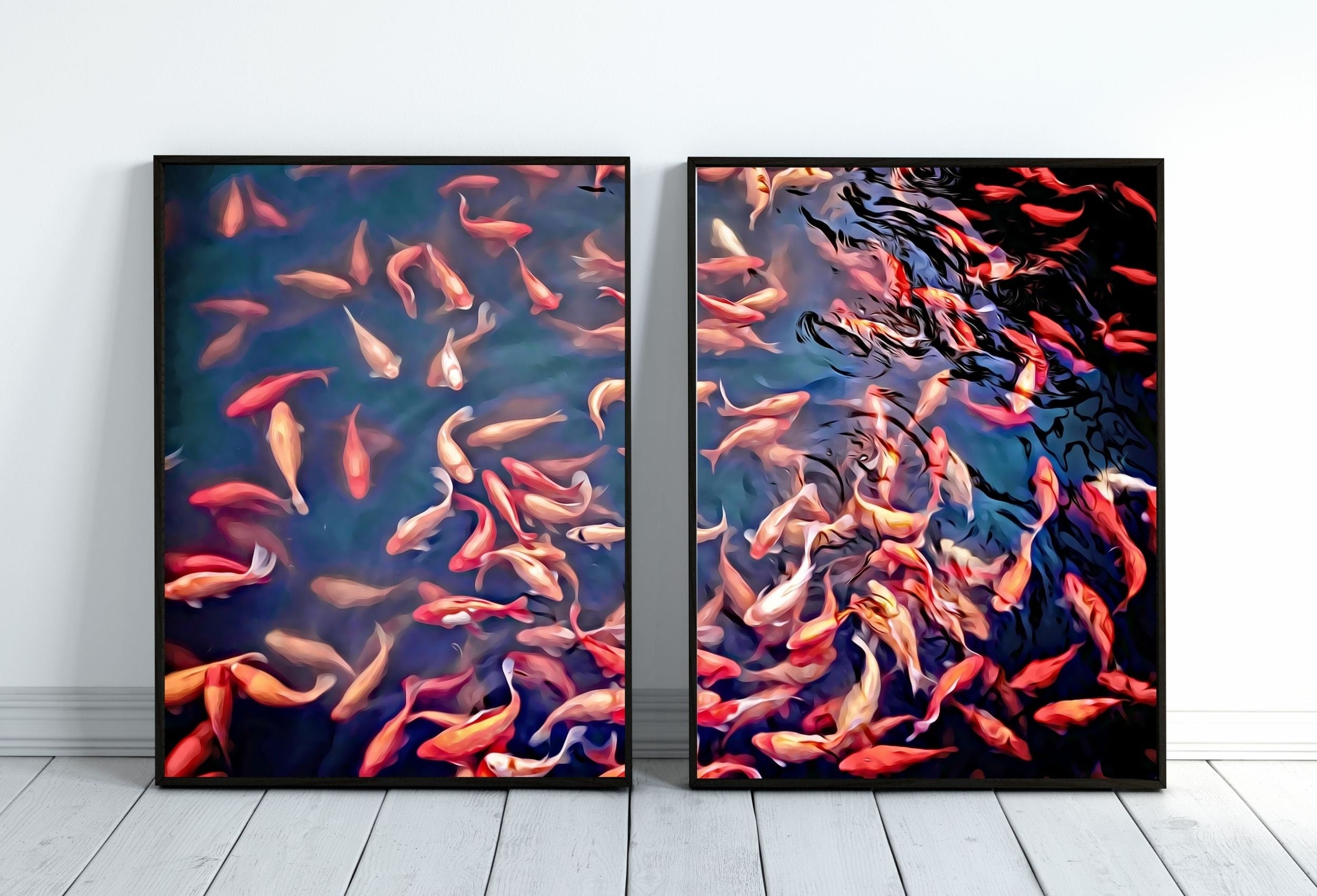 Koi Fish Wall Art Set of 2 Prints, Koi Fish Print Wall Art Set, Instant Download Printable Wall Art, Photography Print, Zen Wall Art