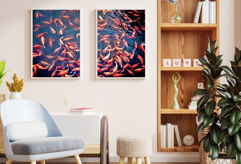 Koi Fish Wall Art Set of 2 Prints, Koi Fish Print Wall Art Set, Instant Download Printable Wall Art, Photography Print, Zen Wall Art