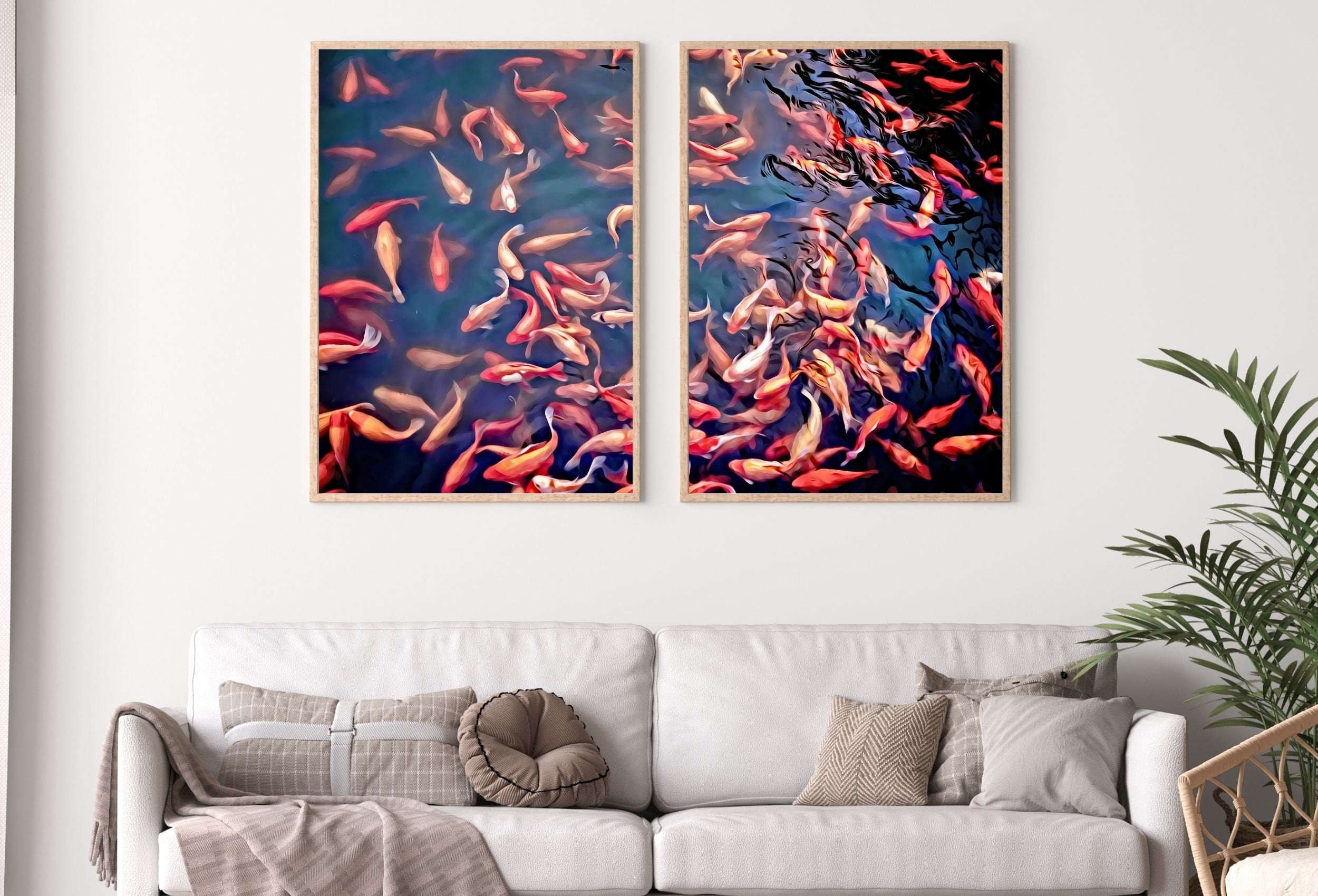 Koi Fish Wall Art Set of 2 Prints, Koi Fish Print Wall Art Set, Instant Download Printable Wall Art, Photography Print, Zen Wall Art