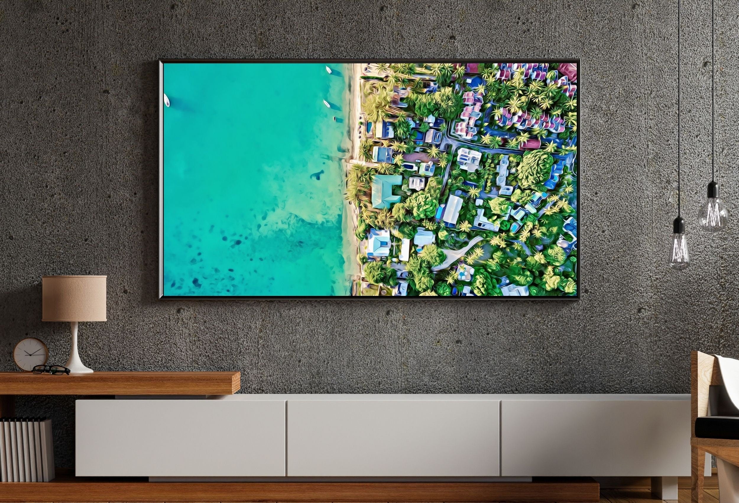 Beach Aerial View, art for Frame TV. Digital Download Art for TV. Coastal Wall Art. Beach Artwork for Samsung Frame