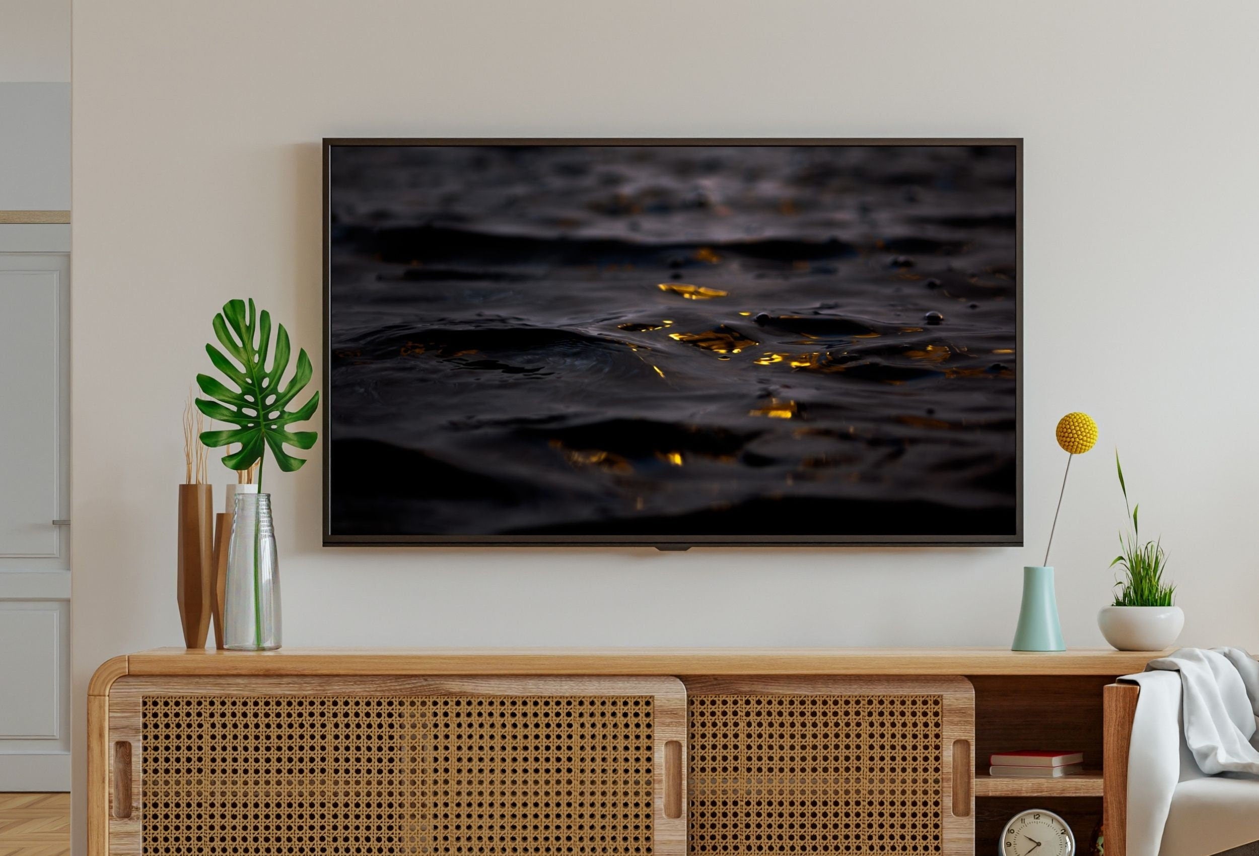 Black and Gold Wall Art, Abstract Frame TV Art, Digital Download, Digital Art for TV Colorful Wall Art Artwork for The Frame TV