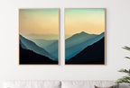 Evening in the Mountains Set of 2 Prints. Abstract Digital Print 2 Piece Wall Art. Sage Green Minimalist Abstract Printable Wall Art