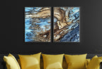 Blue Tree Bark Set of 2 Prints. Abstract Digital Print 2 Piece Wall Art. Blue Minimalist Abstract Printable Wall Art Nature Digital Print
