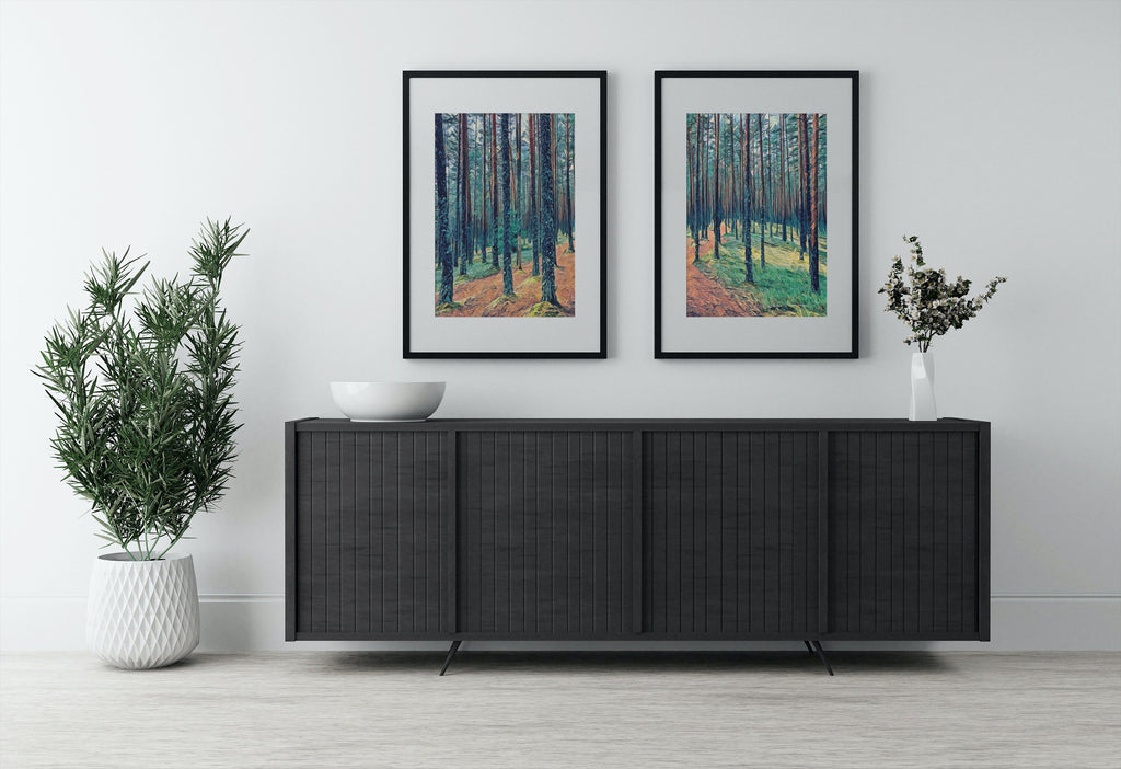 Estonian Forest Trees Set of 2 Prints. Nature Landscape Printable Wall Art Painting. Forest 2 Piece Wall Art Print. Forest Wall Art Print