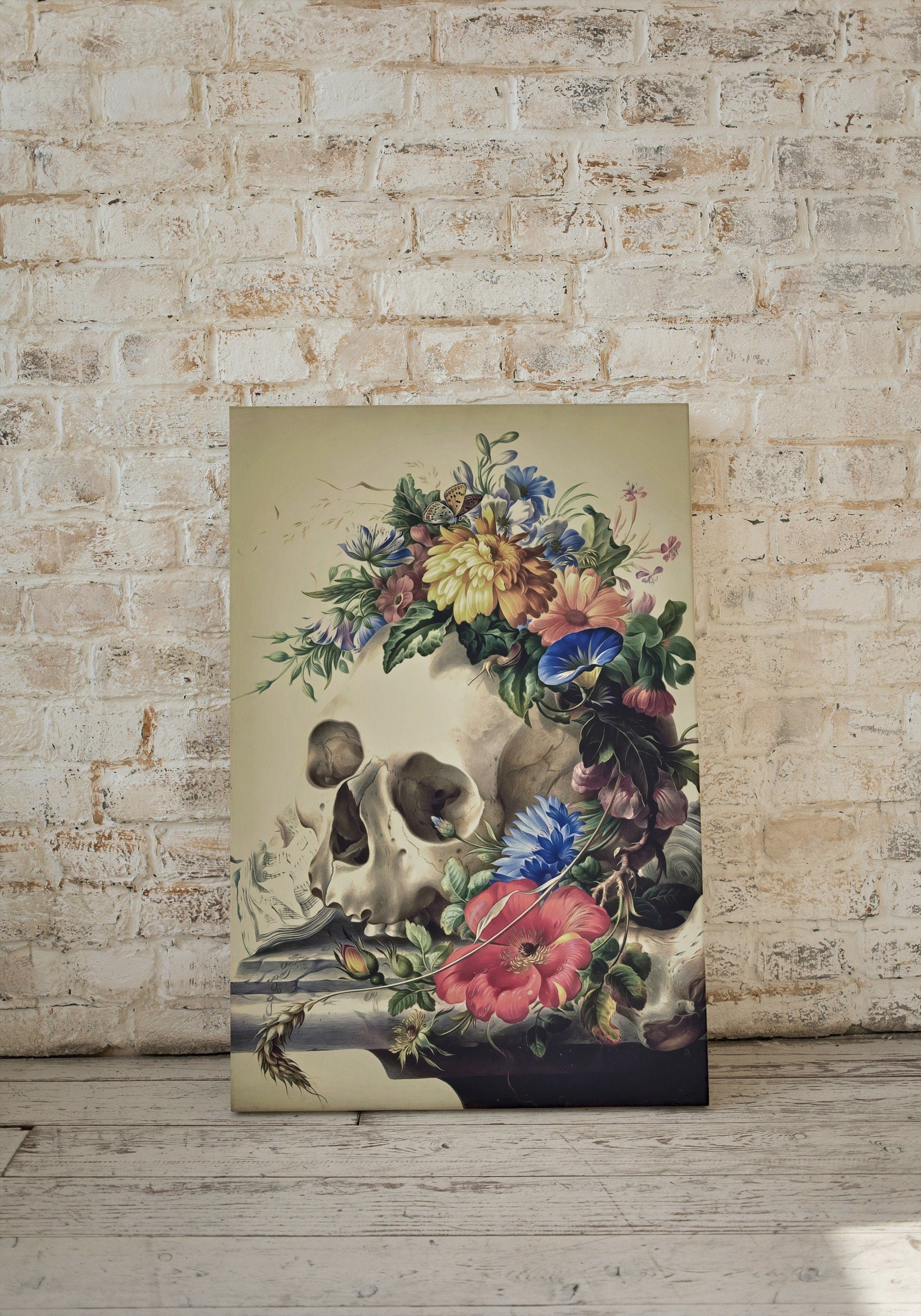 Vintage Skull Painting Printable Wall Art, Skull With Colorful Flowers, Floral Skull Print, Digital Download, Skull Wall Decor Poster – Printable Wall Art Digital Download – Digital Download