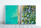 Beach Top Aerial View Set of 2 Prints, Printable Wall Art, Beach Decor Emerald Green Art Prints, Coastal Wall Art Set, Beach House Decor