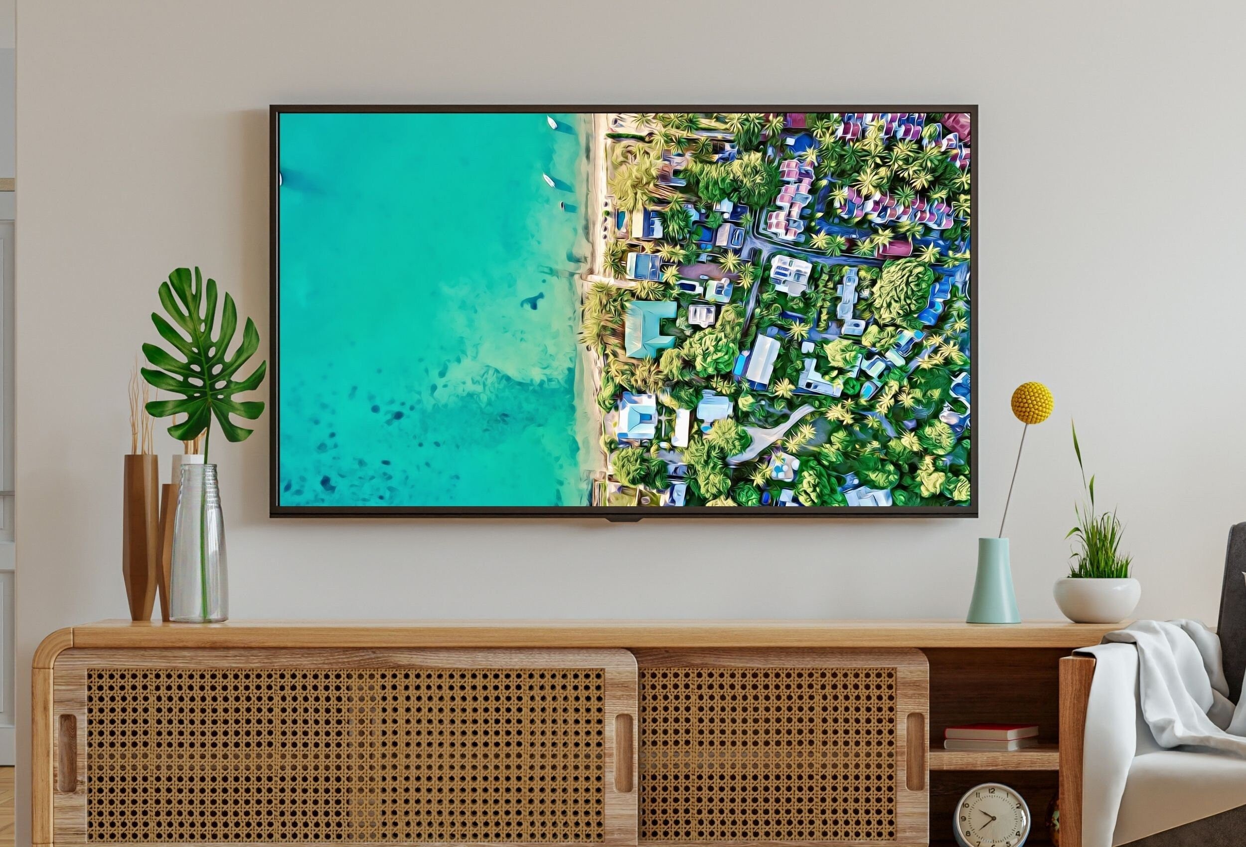 Beach Aerial View, art for Frame TV. Digital Download Art for TV. Coastal Wall Art. Beach Artwork for Samsung Frame