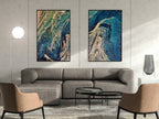 Abstract Wall Art Set of 2 Prints. Fluid Art Painting. Downloadable Prints. Abstract Art Print, Digital Download Blue and Gold Art