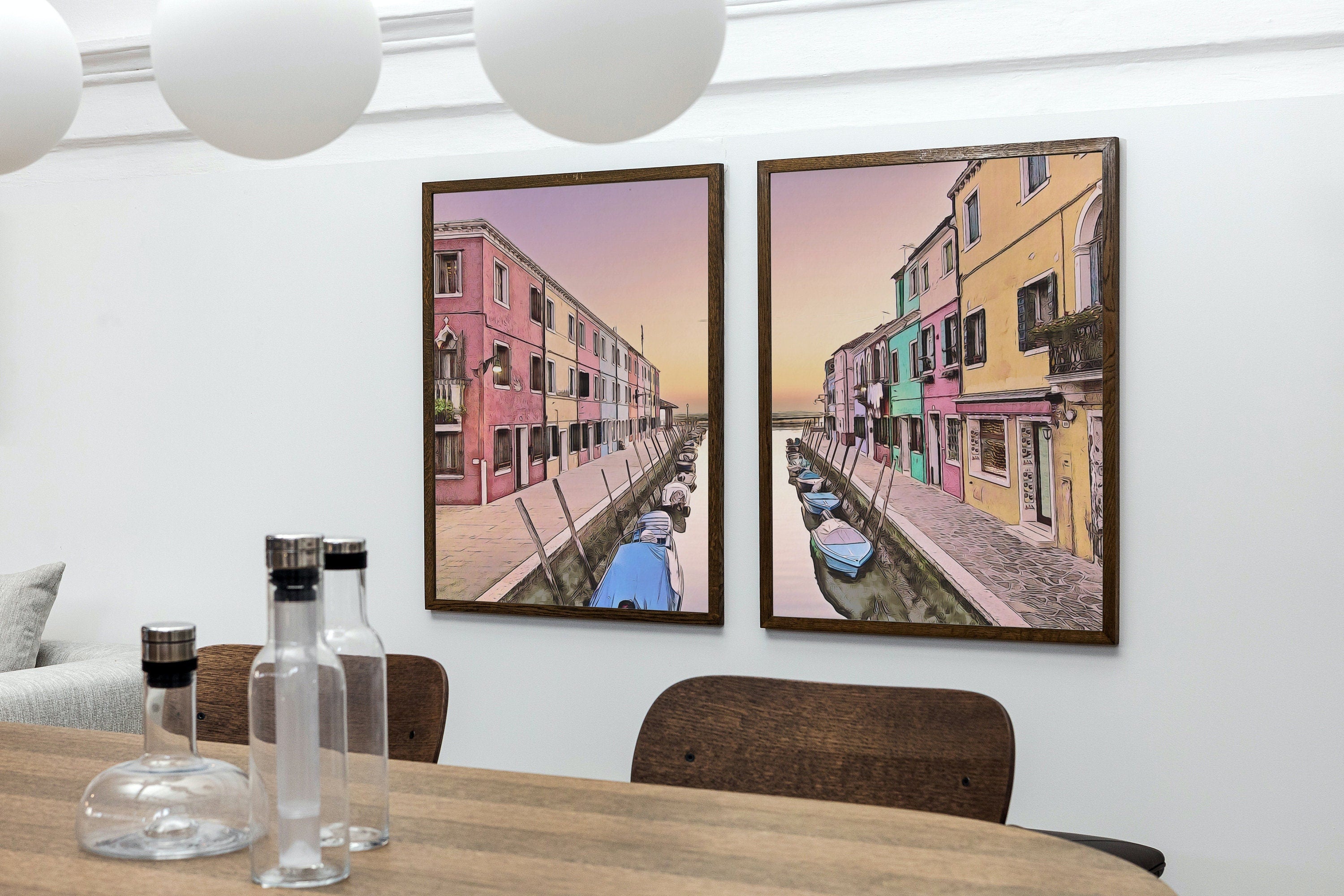 Italy Wall Art Sunset in Burano Set of 2 Prints Printable Wall Art. Instant Download Italy Poster Sunset Wall Art. Colorful 2 Piece Wall Art