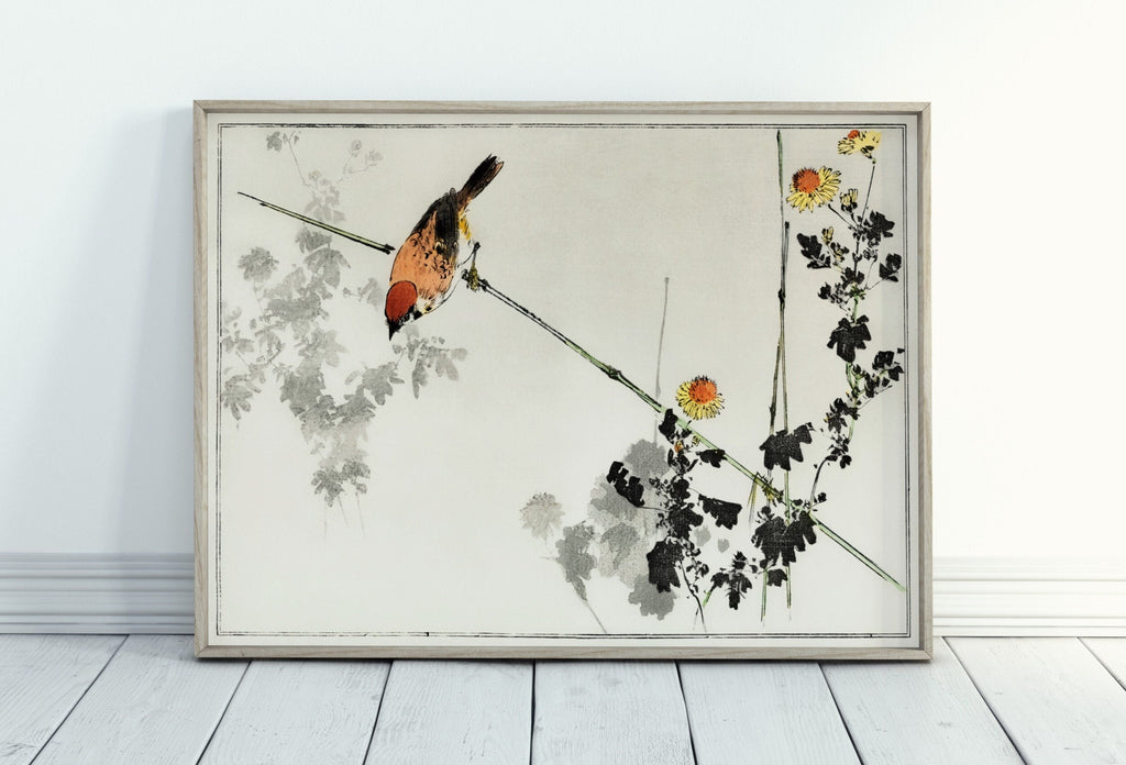 Swallow Bird illustration Vintage Japanese Painting. Japanese Wall Art Printable Poster. 19th Century Japanese Vintage Wall Art, Bird Art