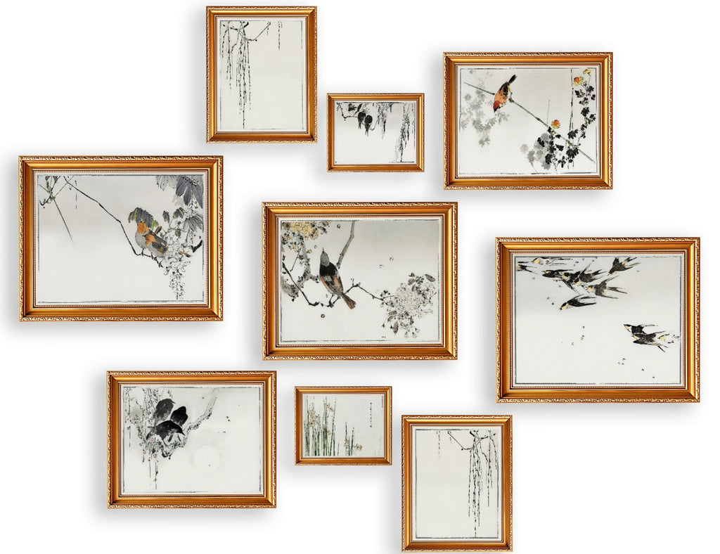 Japanese Wall Art Set of 9 Prints. Antique Japanese Art Gallery Wall Set, Retro Japanese Art. Japanese Painting Vintage Poster, Retro Prints