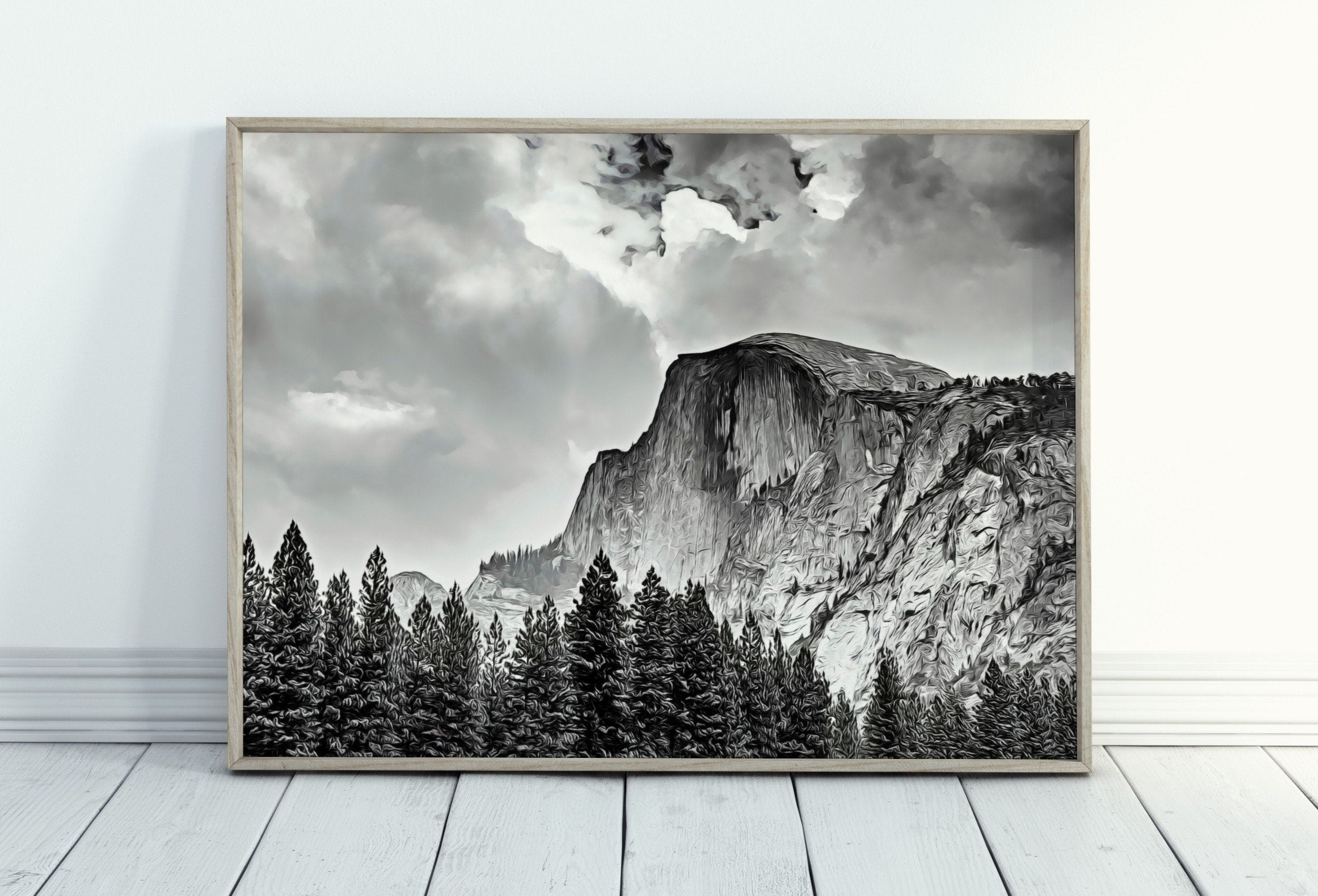 Yosemite Wall Art National Park Poster. Instant Download Yosemite Poster National Park Art, Black and White Wall Decor Printable Wall Art