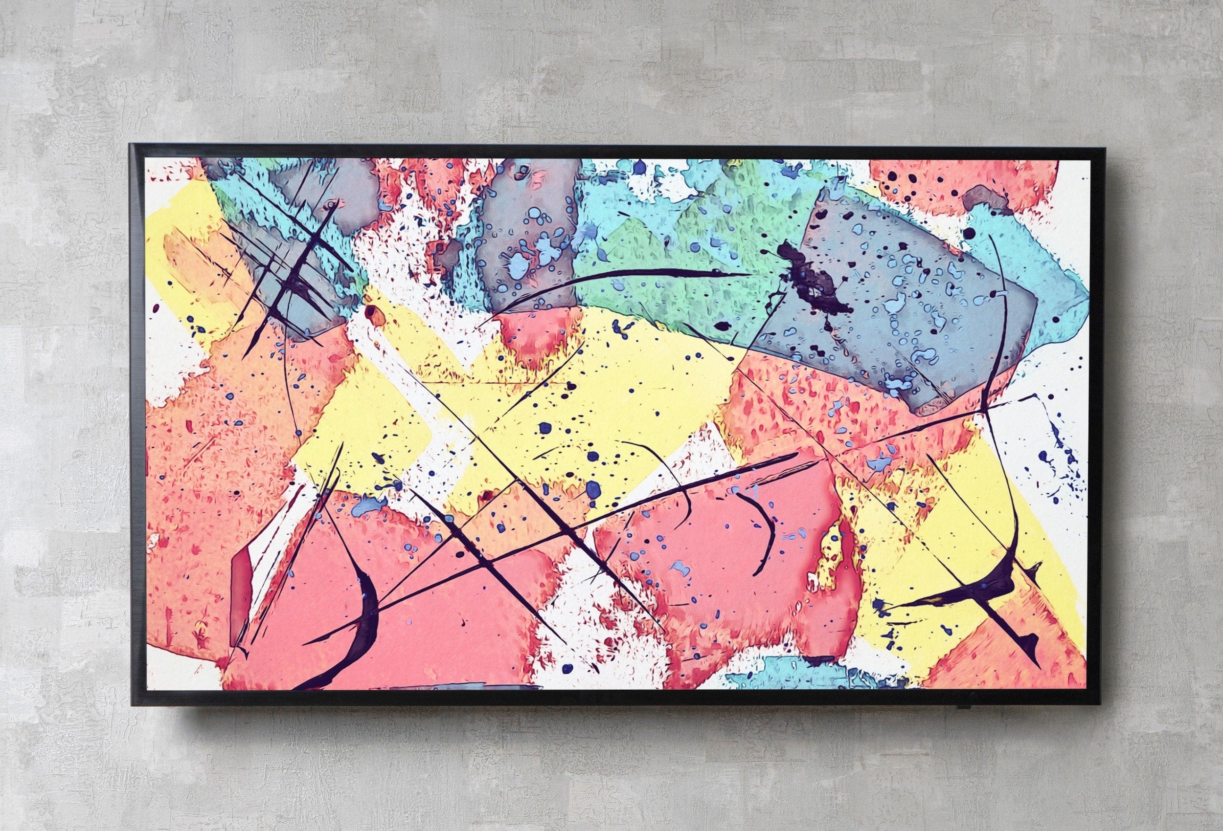Pastel Pink and Blue Abstract Painting Frame TV Art. Digital Download, Digital Art for TV, Colorful Wall Art, Abstract Art for The Frame TV