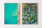 Beach Top Aerial View Set of 2 Prints, Printable Wall Art, Beach Decor Emerald Green Art Prints, Coastal Wall Art Set, Beach House Decor