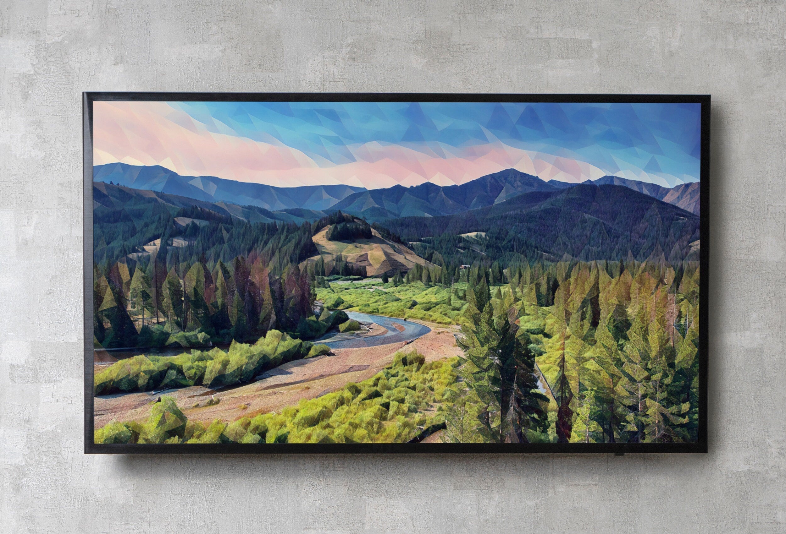 Abstract Mountain View Landscape Painting, Frame TV Art Digital Download, Art for Tv, Colorful Art for Frame TV. Nature Wall Art