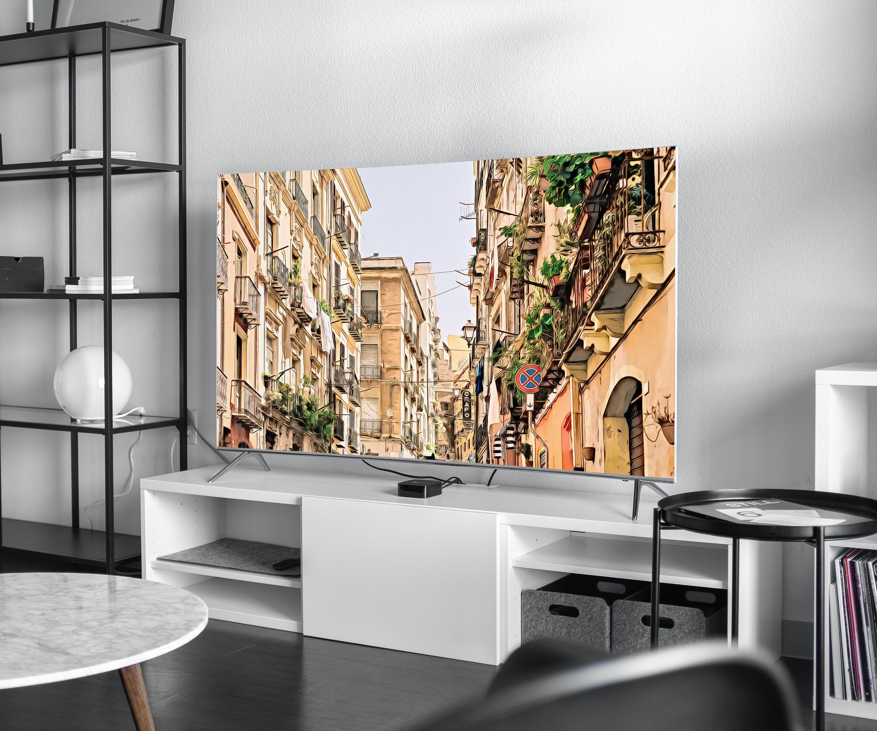 Neighborhood in Cagliari, Italy  Frame TV Art. Italy Painting, City Landscape Frame TV Art. Digital Download, Colorful Art for Frame TV